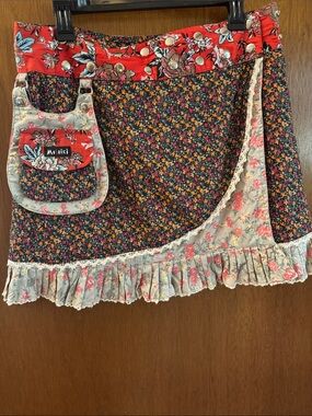 Floral Asymmetrical Mini Skirt in Black & Red
